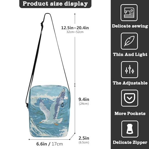 messenger bags Small Crossbody Bag Women Shoulder Handbags For Women Adjustable Strap for work work - Flying Seagullocean Waves3