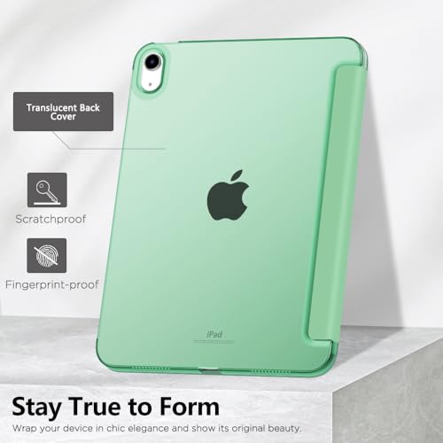 Image of MoKo for iPad (A16) 11th Generation Case 11 Inch 2025, iPad 10th Generation Case 10.9 Inch 2022, Slim Stand Hard PC Translucent Back Shell Smart Cover, Support Touch ID, Auto Wake /Sleep, Green