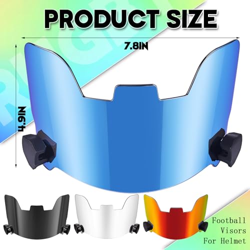 Ceenna 4 Pcs Football Visor for Youth Adult Football Helmet Visor with 16 Clips Lacrosse Helmet Eye Shield(Clear, Black, Red, Blue)