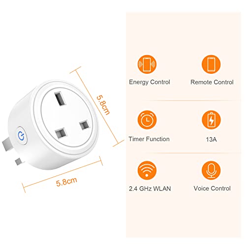 SURFOU Smart Plug Wi-Fi Timer Socket with Energy Monitoring, Mini Remote Control Plug Works with Alexa, Google Home and SmartThings, Light Timers For Home Security, App Smart Life/Tuya, 13A (2) - Image 3