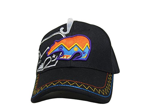 Gorra bordada negra con diseño tribal de oso miniatura 4