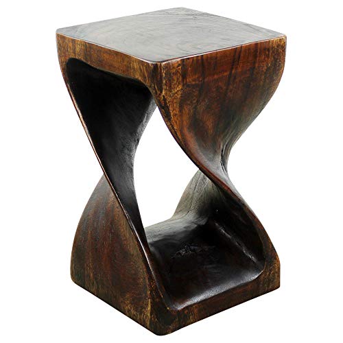 Haussmann Original Wood Twist Stool 10 X 10 X 16 in High Mocha Oil