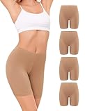 VOENXE Mutande Boxer da Donna Pantaloncini Sottogonna Donna Culotte Cotone Antisfregamento Leggings Corti Culotte Slip Donna Mezza Gamba Cotone Sport Hot Pant Vita Alta Senza Cuciture Pacco da 4