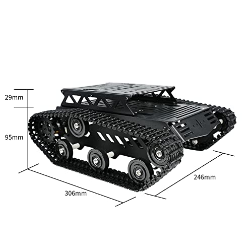 Image of Tank Car Chassis with DC Geared Motor, Shock Absorbing Robot Chassis Full-Metal Robotic Moving Platform Track for Arduino RaspberryPi Microb Jetson DIY Maker Smart Robot Car Learning Kit (Black)