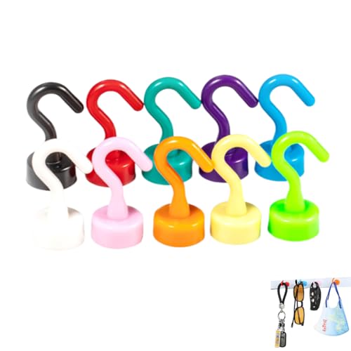 WUSJCOF 10 Piezas Mini Imanes Fuertes con Gancho, Lindos Ganchos Magnéticos de Neodimio para Oficina, Aula, Crucero, Cocina y Nevera