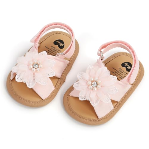 Image of HsdsBebe Baby Girls Sandals Bohemia Flower Bow Soft Sole Toddler First Walkers Beach Summer Shoes