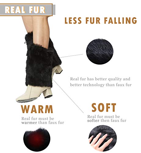 Image of Fur Story Fur Leg Warmers Real Fur Rabbit Winter Leggings Boot Toppers for Women