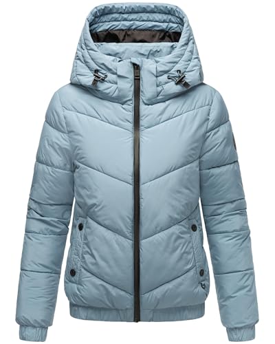 MARIKOO Damen Winterjacke warme Steppjacke mit Kapuze Nayanaa XVI Powder Blue Gr. M