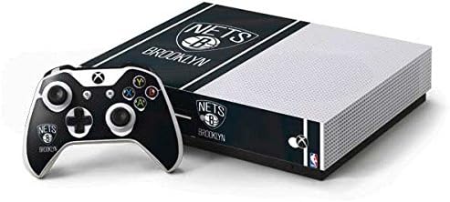 Skinit Decal Gaming Skin Compatible with Xbox One S Console and Controller Bundle - Officially Licensed NBA Brooklyn Nets Jersey Design