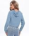 milanpavilion Women's Drawstring Cropped Hoodie Casual Plain Fashion Hoodies Workout Crop Tops Sweatshirt Long Sleeve Top Blue