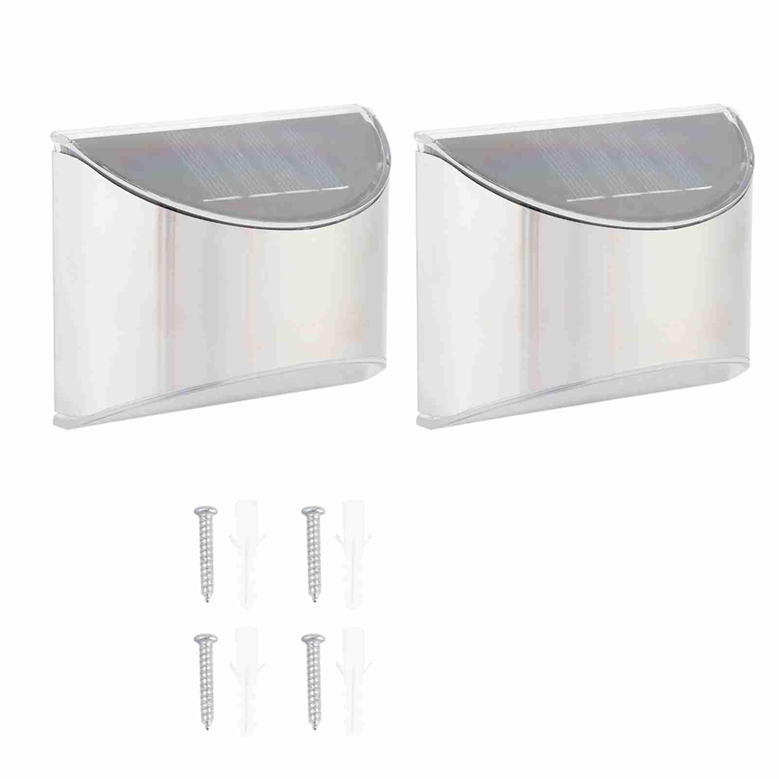 Jelquix Stainless Steel Solar Fence Lights Bright Outdoor Security Wall Lamps for Garden Deck IP55 2 Pack