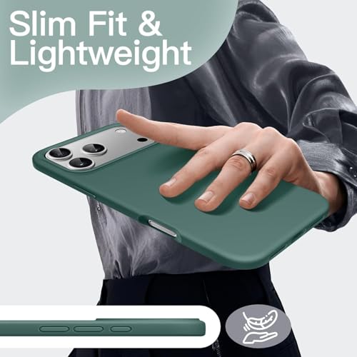 Image of Silicone Case for iPhone 17 Pro Max 6.9-Inch, Silky-Soft Touch Full-Body Protective Phone Case, Shockproof Back Cover for iPhone 17 Pro Max (Pine Green)