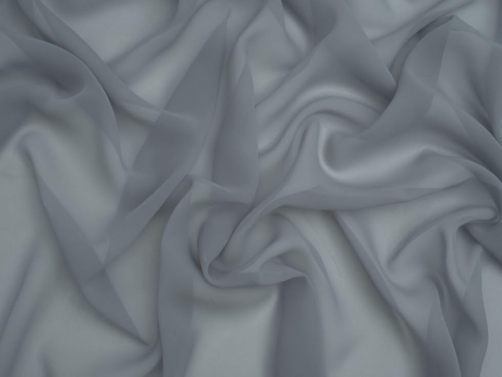 Minerva Core Range Sheer Chiffon Fabric Dove Grey - Lightweight & Suitable for Dressmaking - Approx Width: 110cm / 44" - Sold per metre
