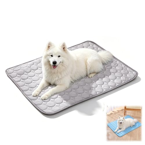 zoocco Dog Cooling Mat for Dogs & Cats, Self Cooling Pet Mat, Foldable Cooling Pad for Summer, Soft Breathable Crate Bed Mat for Indoor Outdoor, Sofa, Floor & Travel (Gray,Small)
