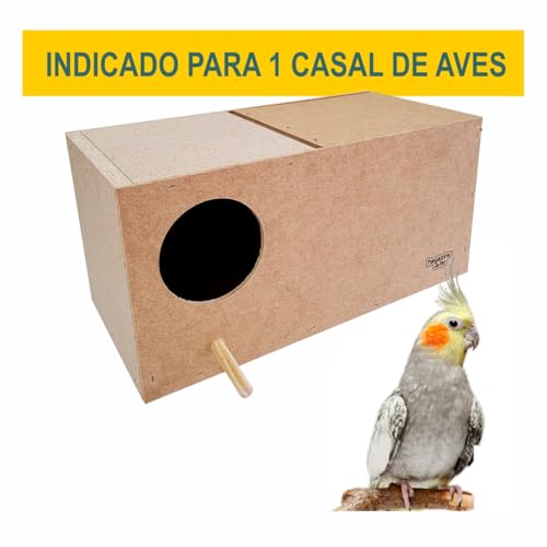 Ninho para Calopsita Grande em Madeira MDF MDP, Casinha para Pássros para Reprodução