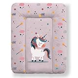 Kikido Materassino Fasciatoio 70x50 - Unicorno - Cuscino Fasciatoio Lavabile per Cambio Pannolino - Materasso Fasciatoio Neonato per Cassettiera Impermeabile 50x70 - Universale