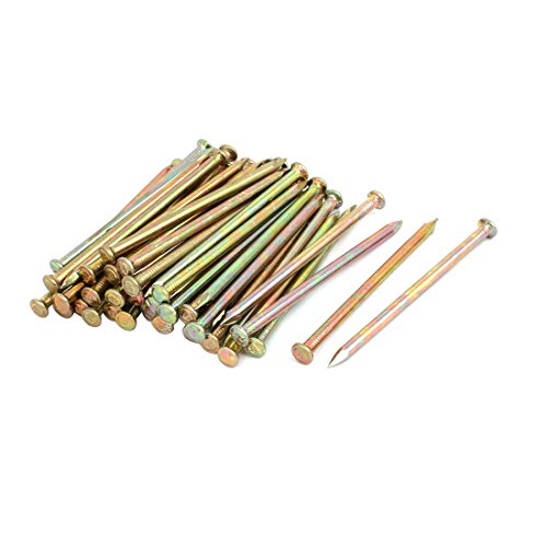 Aexit 50pcs 100mm Fastener Length Steel Point Tip Cement Nail Bronze Tone Model:79as472qo551