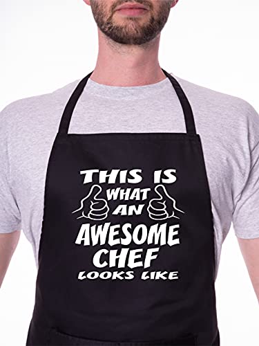 Print4U Awesome Chef Funny Fathers Day BBQ Cooking Novelty Apron Black - Cosy Home Interiors Print4U Awesome Chef Funny Fathers Day BBQ Cooking Novelty Apron Black - Image 4