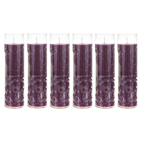Mega Candles 6 pcs Unscented Purple 7 Day Glass Container