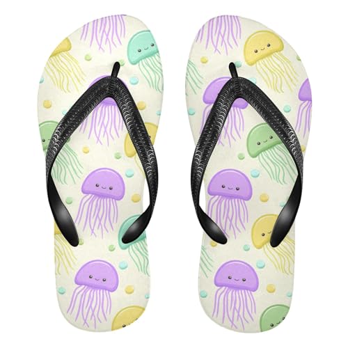 Burbuja Cute Jellyfish Flip Flops for Women Men, Soft Thong Sandals Rubber Slippers for Pool Beach Essentials