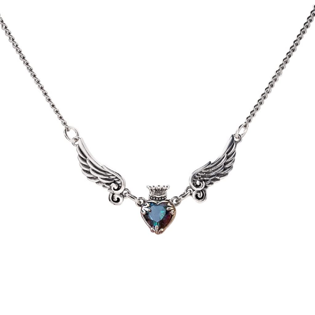 Gissroys Collares para mujer, corona de corazón, alas de ángel, collares con colgante de amor, gargantillas, material de aleación, joyería de fiesta, regalo para mujeres y novias, Metal, como se muestra