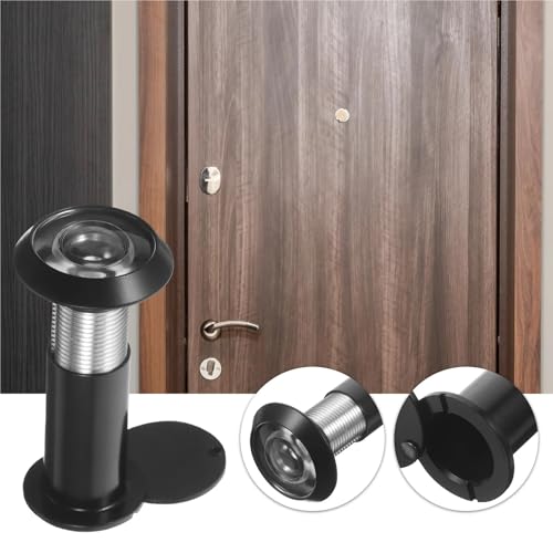Mirilla para puerta 2 piezas ajustable 16mm aleación de zinc negro lente de vidrio ángulo de visión 220 grados anti apertura y rotación para hogar miniatura 2
