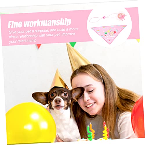 Écharpe d'anniversaire ajustable en polyester rose et chapeau chiot