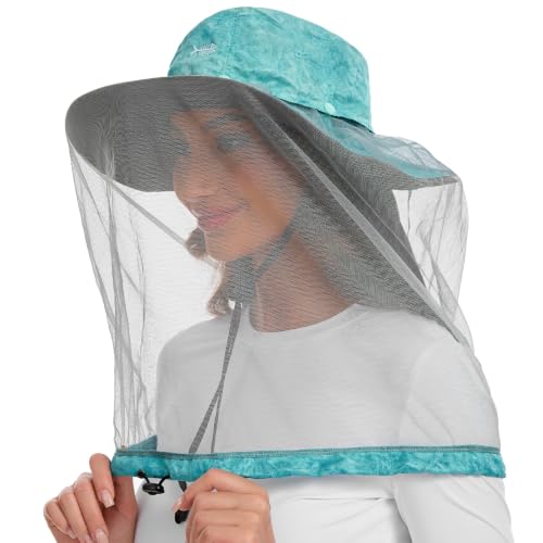 Image of BASSDASH UPF 50+ Mosquito Sun Hat with Hidden Head Net and Neck Flap for Men Women Outdoor Fishing Hiking Camping