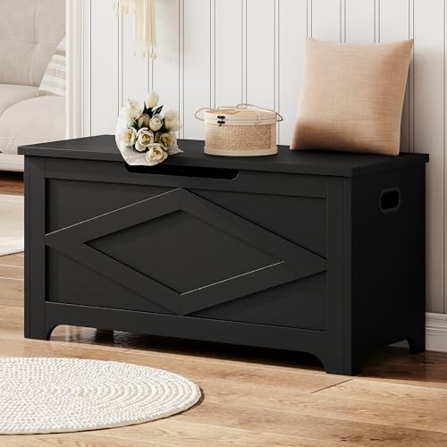 GAOMON Storage Chest, Wooden Toy Storage Bench, Modern Style Lift-Top Toy Chest with Safety Hinge for Entryway, Bedroom, Living Room, Supports 300 Lb and Easy Assembly