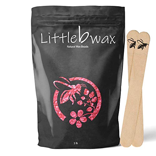 Natural Hard Wax Beans for Painless Hair Removal, 1lb, Ideal for Women and Men. Large Refill Wax Beads for Wax Warmer Kit by Little b Wax
