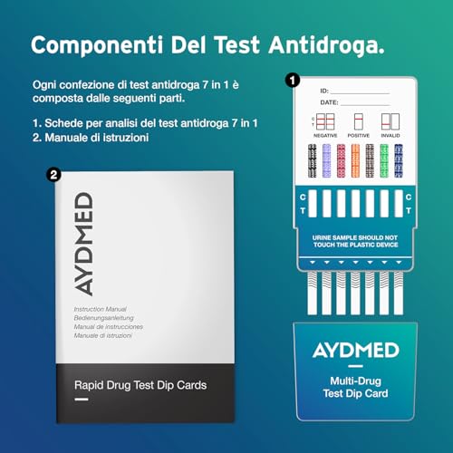 5 x Aydmed test antidroga per test antidroga per sette farmaci | Test antidroga per l'urina | Test per cocaina, oppiacei, metadone, anfetamine, cannabis, estasi e benzodiazepine - 6