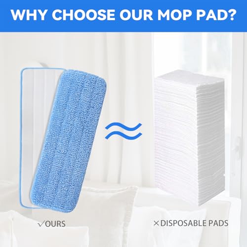 Image of 12 inch Microfiber Pad for Rubbermaid Commercial 12 Inch Mop Head - 8 Pack Replacement Wet & Dry Commercial Reusable Cleaning Mop Refills Fit for Any Microfiber Flat Mop System 12 inch