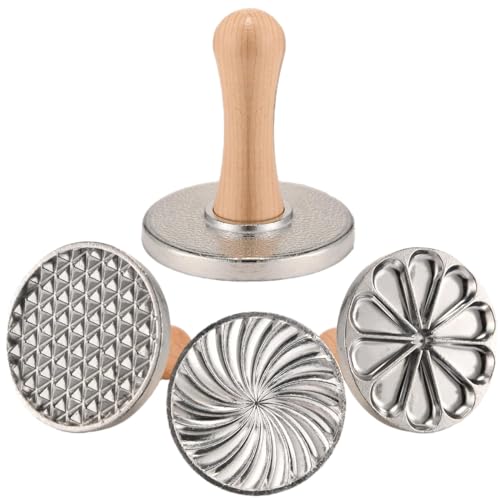 OPPEIN Cookie Stamps Set of 3, Metal Christmas Cookies Press