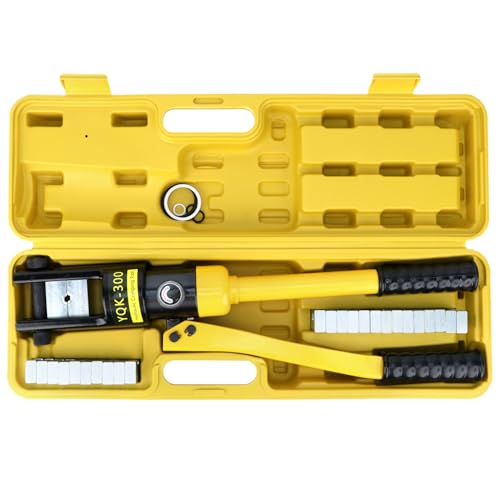 QWORK® pince à sertir hydraulique,16t coffret de outil de sertissage, avec 13 matrices de sertissage 8-300 mm²