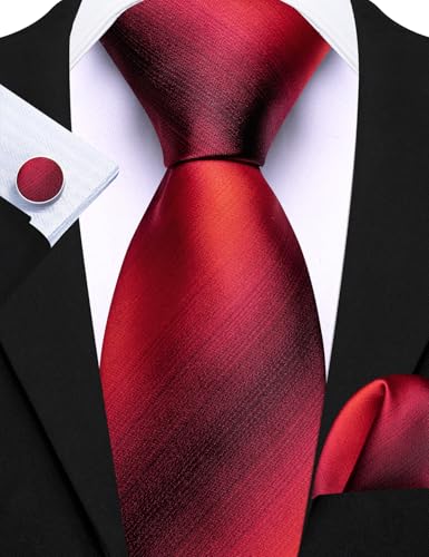 Image of Barry.Wang 6 PCS Men Ties Set Silk Business Fashion Woven Necktie Handkerchief Cufflinks Paisley Stripe Wedding Party