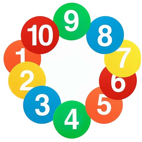 GRSECPO 9 Inch Poly Spots, 10/24 Anti-Slip Spot Markers Floor Spots, Waterproof Flat Filed Cones Poly Dots for Agility Drills, Basketball, Football Training, Sport Activities and Exercise