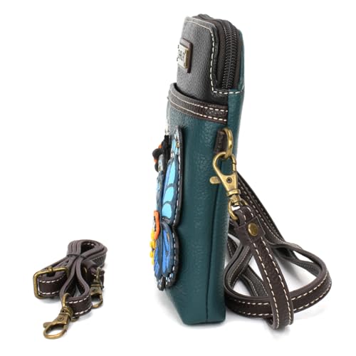 Image of CHALA Garden Animal Collection Cell Phone Crossbody Purse-Women PU Leather /Canvas Multicolor Handbag with Adjustable Strap