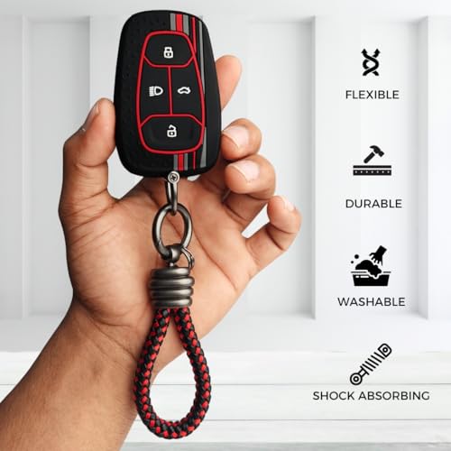 Image of KEYCEPT Tristar Silicone Key Cover for Tata Nexon | Altroz | Harrier | Punch | EV | Safari and Facelift 4 Button Smart Key (Tristar K3).