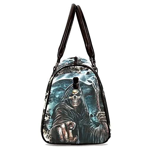 Goth Skull Spinner Suitcase – Dark Horror Rolling Travel Bag, Rugged Cabin Luggage, Black Carry-On Hard Shell Case with Gothic Skull Design (18 x 8.5 x 10 Inches)2