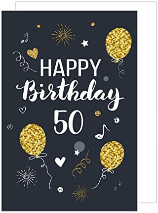 Carte De Vœux 50 Ans Edition Seidel – Format A4, Avec Enveloppe, Inscription « Happy Birthday », Design Ballons