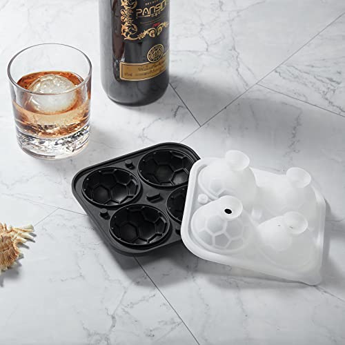 ACOOKEE Silicone Soccer Ball Ice Cube Mold Fun Shapes, Novelty Soccer Gifts, 2.2" Large Craft Round Sphere Ice Ball Molds For Game Day, Whiskey, Cocktails, Bourbon - Image 4