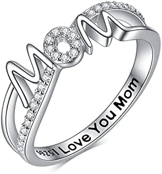 YFN Mom Mother Rings for Women Sterling Silver Mon Rings Mom Mother Jewelry for Women Birthday Gifts