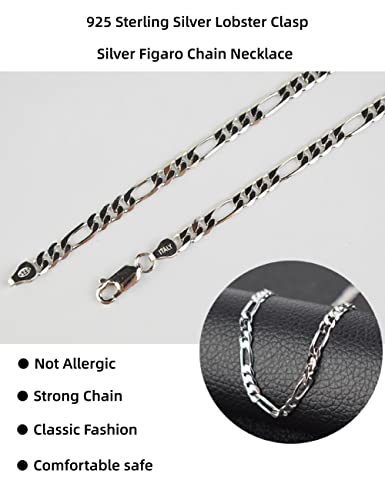 5mm Silver Figaro Chain Necklace for Men Womens Necklace Chains Stainless Steel Chains for Men and Women Mens Chain 18-26 Inch4