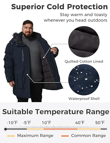 Image of wantdo Men's Big and Tall Winter Coat Parka Jacket with Removable Hood