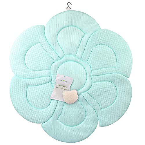 Image of Organic Baby Bath Pillow - Konjac Sponge Included, Blooming Flower for Infant Bathing in Sink, Bathtub or Plastic Bather to Cushion Their Newborn Skin.