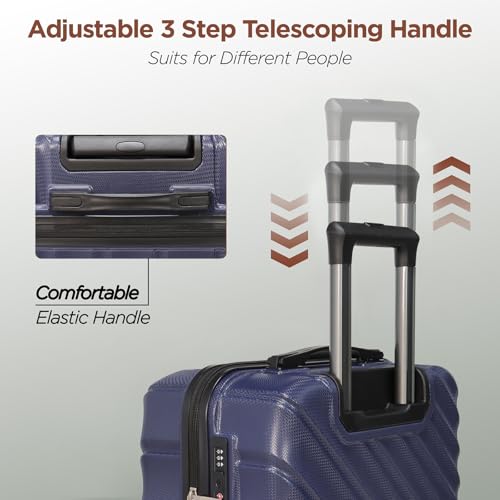 Luggage Sets Suitcases with Wheels Suitcase set Hardshell Luggage sets Clearance Luggage sets with TSA Lock 20/24/28 Inch Luggage Lightweight Suitcases with Wheels (Navy Blue)3