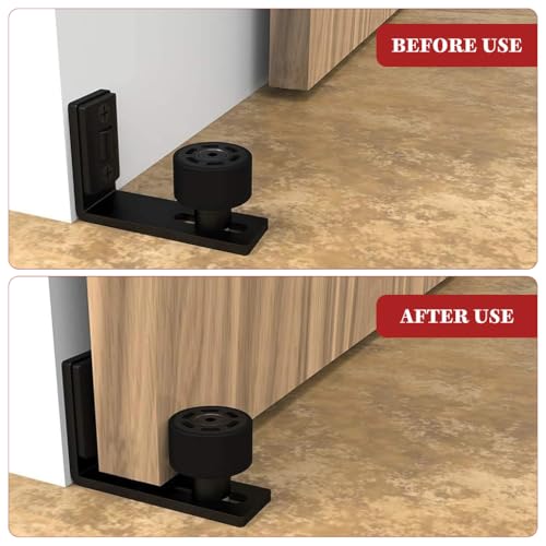 Image of Serplex Sliding Barn Door Floor Guide for Bottom Adjustable Roller, U-Channel Door Guides for Sliding Doors, Bottom Flat Barn Door Floor Guide Stay Roller for Most Door Within 1 /2 inch-2 inch Thickness