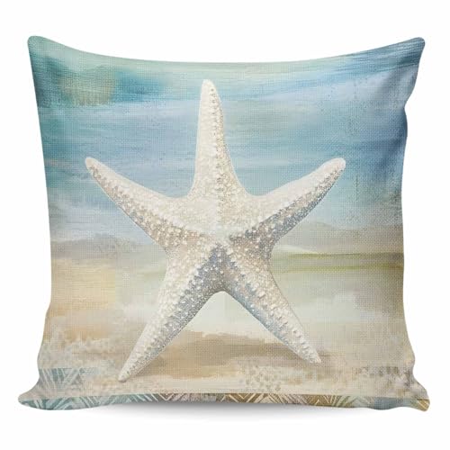 Gavrelixora Coastal Beach Pillow Covers 18x18 Inch Decorative Throw Pillow