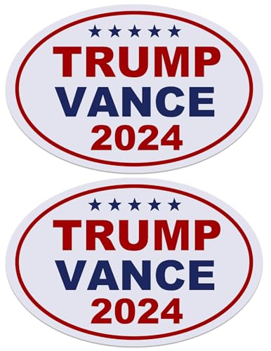 FEUENS 2 Pack Trump Vance 2024 Magnets Reflective Vinyl Sign Laptop Decal Car Bumper Window Waterproof Magnet Decoration, White, TP-01