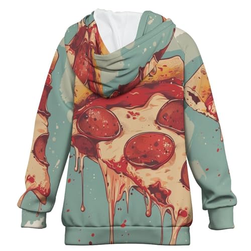 Pizza PepperoniChildren's Raglan Sleeve Hoodie, Suitable for Home And Outdoor Use8-9Y2